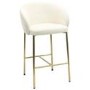 Cream Upholstered Kitchen Stool with Brass Legs and Back - Cora