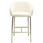 Cream Upholstered Kitchen Stool with Brass Legs and Back - Cora