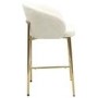 Cream Upholstered Kitchen Stool with Brass Legs and Back - Cora