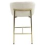 Cream Upholstered Kitchen Stool with Brass Legs and Back - Cora