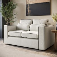 Beige Fabric Piped 2 Seater Sofa - Coco