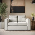 A2/COCO002 GRADE A2 - Cream Fabric 2 Seater Sofa with Black Contrast Piping - Coco