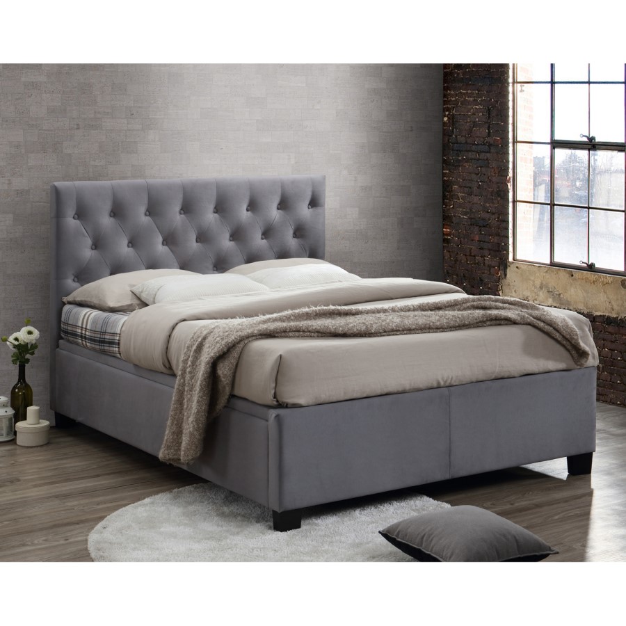 Birlea Cologne Upholstered Grey King Size Ottoman Bed