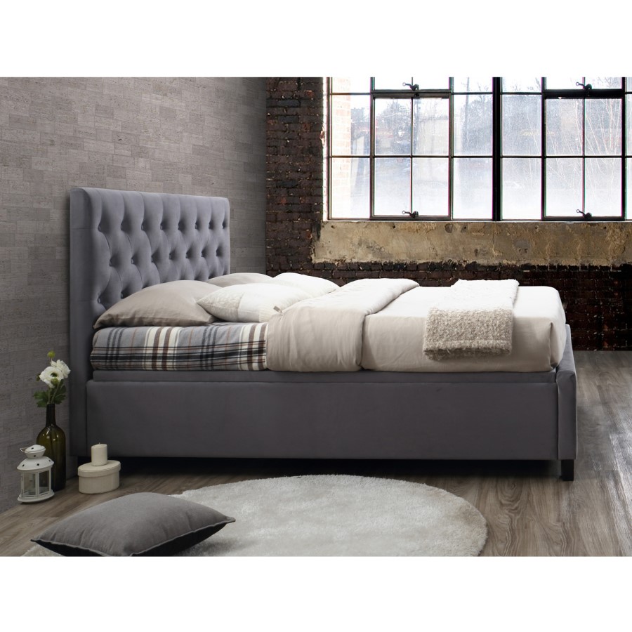 Birlea Cologne Upholstered Grey King Size Ottoman Bed
