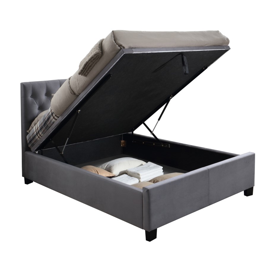 Birlea Cologne Upholstered Grey King Size Ottoman Bed