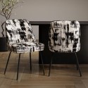 COL001 Set of 2 Cream and Black Jacquard Upholstered Dining Chairs - Celia