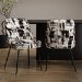 Set of 2 Cream and Black Jacquard Fabric Dining Chairs - Colette