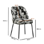 Set of 2 Cream and Black Jacquard Upholstered Curved Dining Chairs - Celia