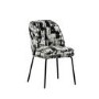 Set of 4 Cream and Black Jacquard Fabric Dining Chairs - Colette