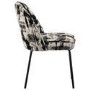 Set of 2 Cream and Black Jacquard Upholstered Curved Dining Chairs - Celia