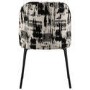 Set of 2 Cream and Black Jacquard Upholstered Curved Dining Chairs - Celia