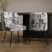 Set of 2 Cream and Grey Jacquard Fabric Dining Chairs - Colette