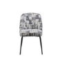 Set of 4 Cream and Grey Jacquard Fabric Dining Chairs - Colette