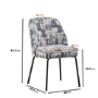 Set of 2 Cream and Grey Jacquard Upholstered Curved Dining Chairs - Celia