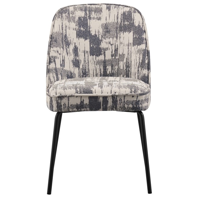 Set of 2 Cream and Grey Jacquard Fabric Dining Chairs - Colette