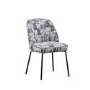 Set of 4 Cream and Grey Jacquard Fabric Dining Chairs - Colette