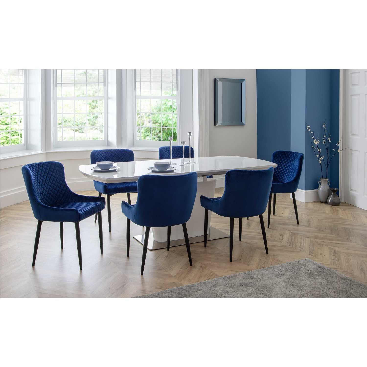 Julian Bowen Como Dining Set With 6, Blue Kitchen Table And Chairs Set