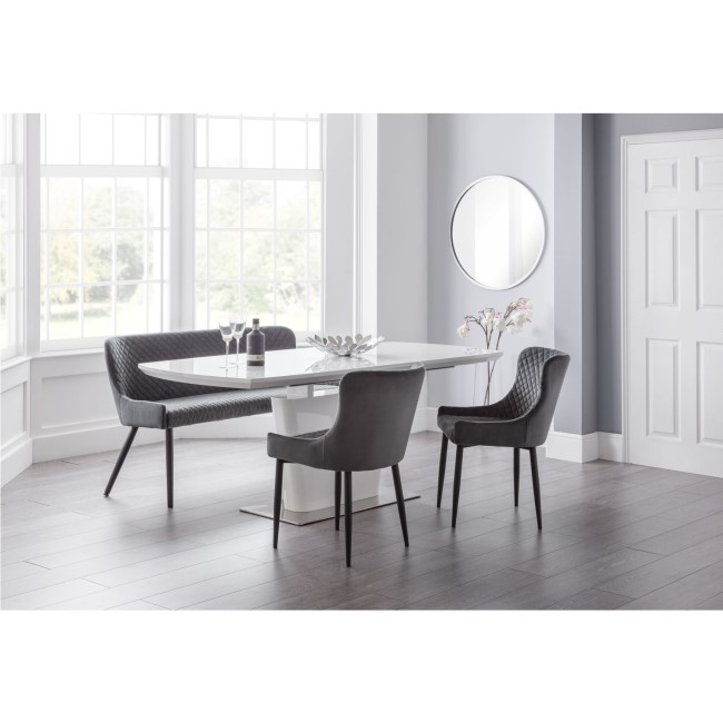 Julian Bowen Dining Set with Como Table 2 Luxe Chairs & Luxe Dining Bench in Grey
