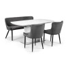 Julian Bowen Dining Set with Como Table 2 Luxe Chairs &amp; Luxe Dining Bench in Grey