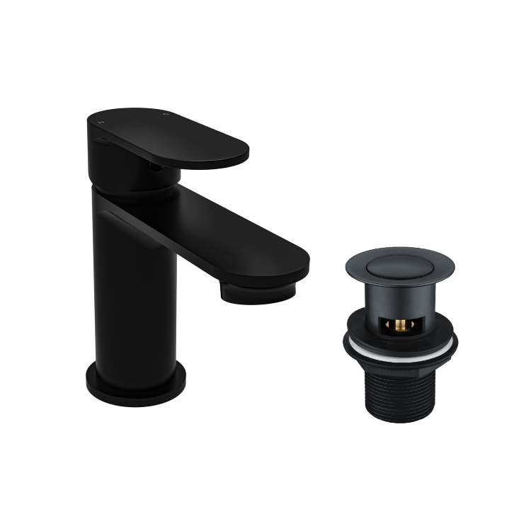 Black Mono Basin Mixer Tap With Waste - Como