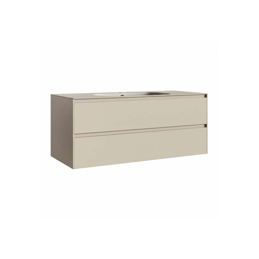 1200mm Beige Wall Hung Vanity Unit with Basin - Como