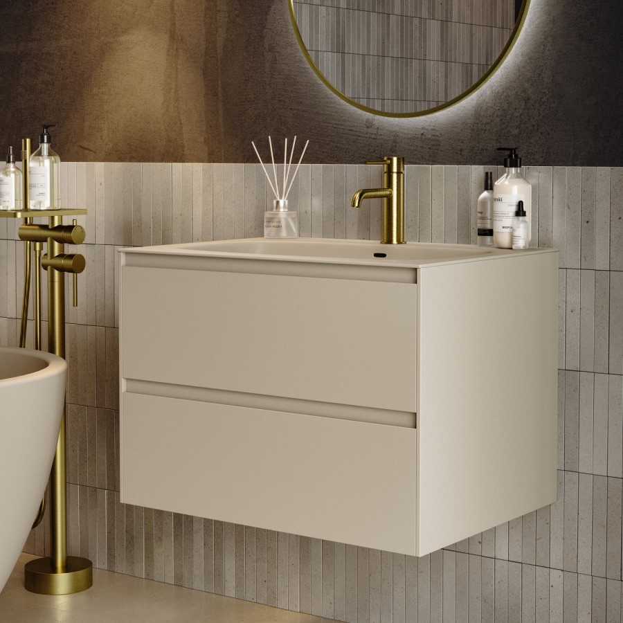 700mm Beige Wall Hung Vanity Unit with Basin - Como