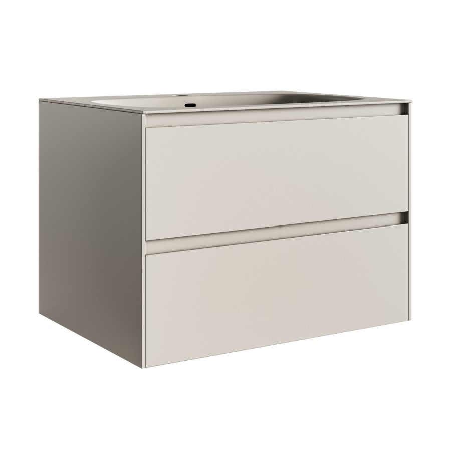 700mm Beige Wall Hung Vanity Unit with Basin - Como