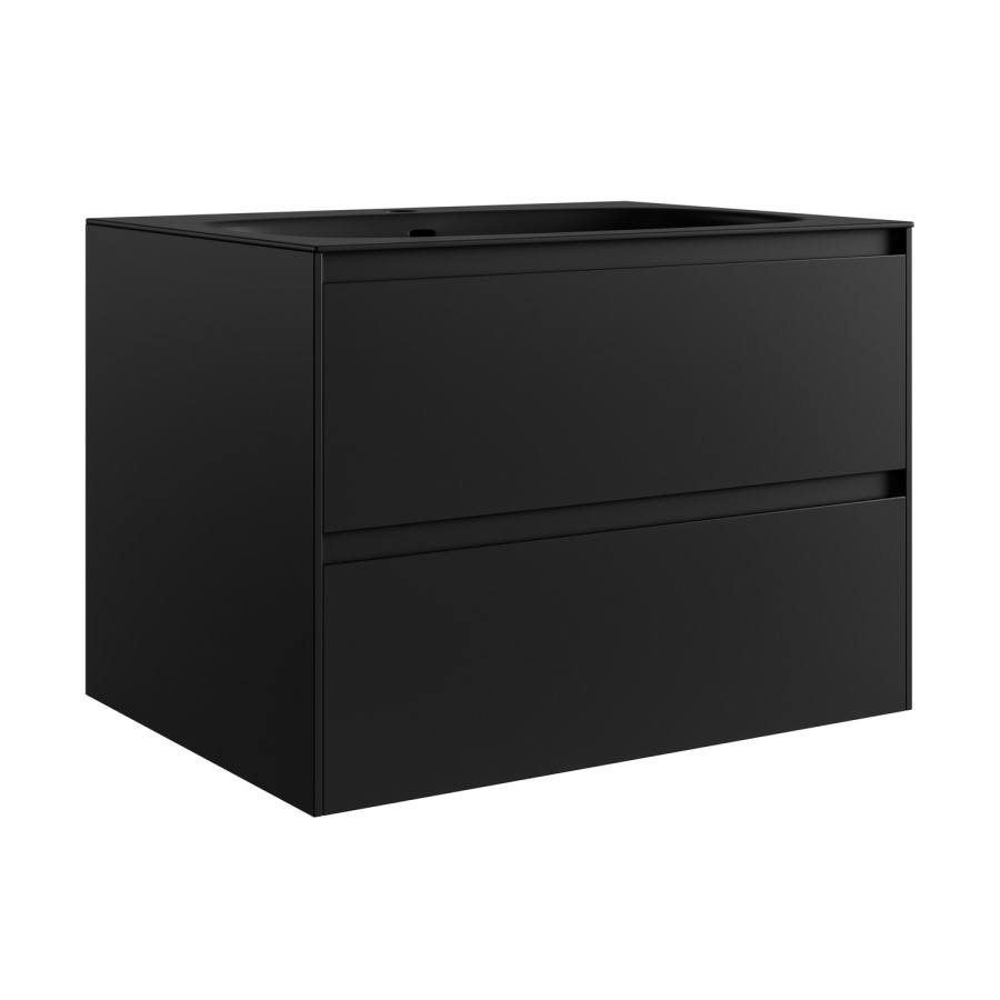 700mm Black Wall Hung Vanity Unit with Basin - Como