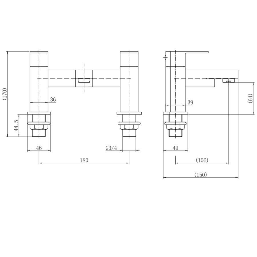 Black Bath Mixer Tap - Como