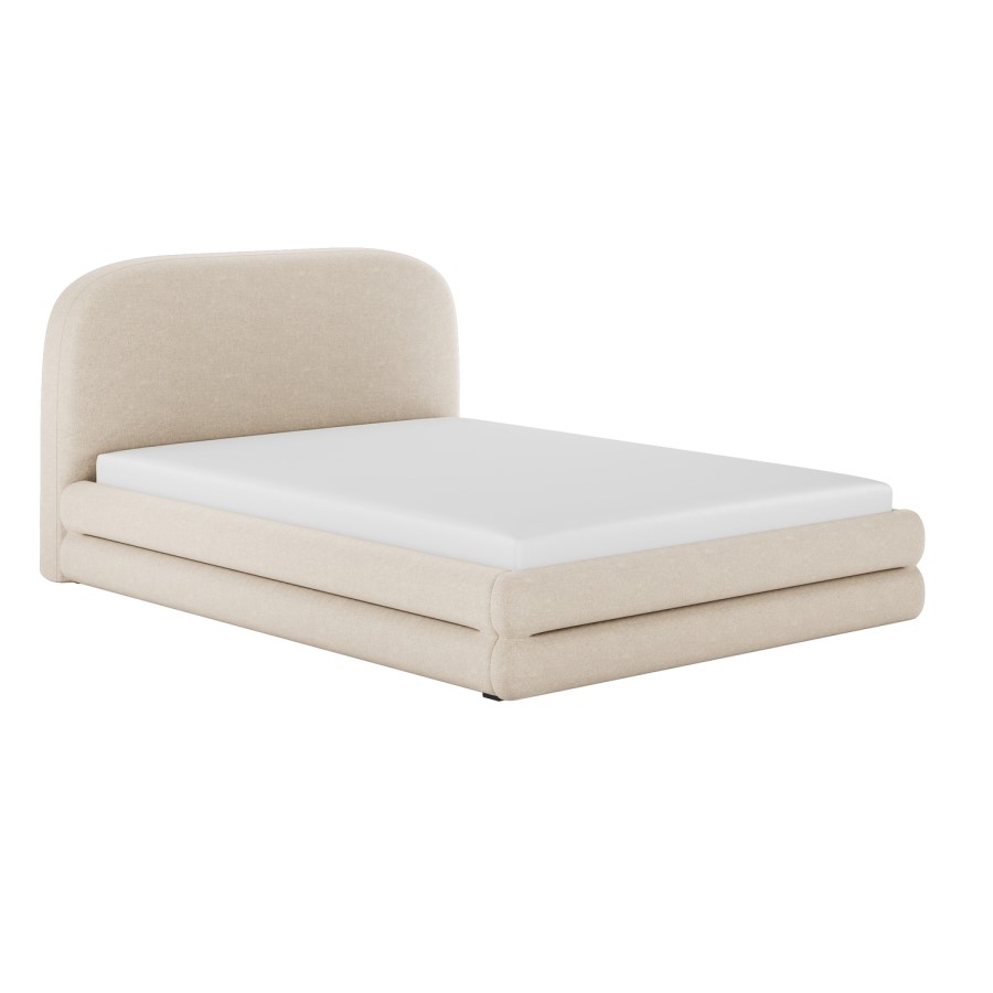 Cream Upholstered Double Bed Frame with Storage Drawer – Connie