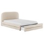 Cream Upholstered Double Bed Frame with Storage Drawer – Connie