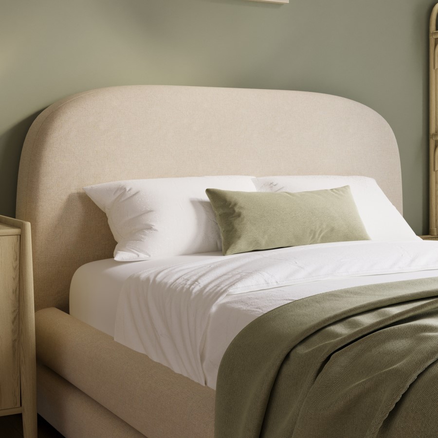 Cream Upholstered Small Double Bed Frame with Storage Drawer – Connie