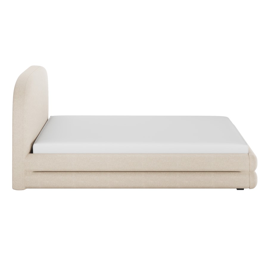 Cream Upholstered Small Double Bed Frame with Storage Drawer – Connie