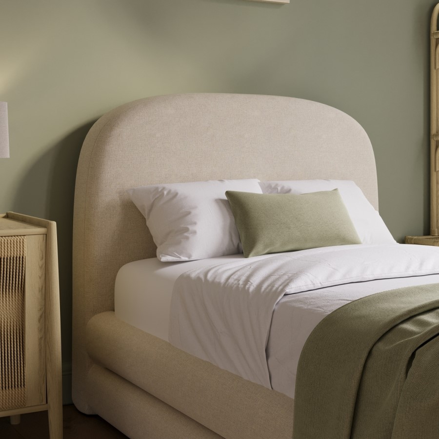 Cream Upholstered Single Bed Frame with Storage Drawer – Connie