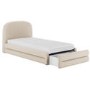 Cream Upholstered Single Bed Frame with Storage Drawer – Connie