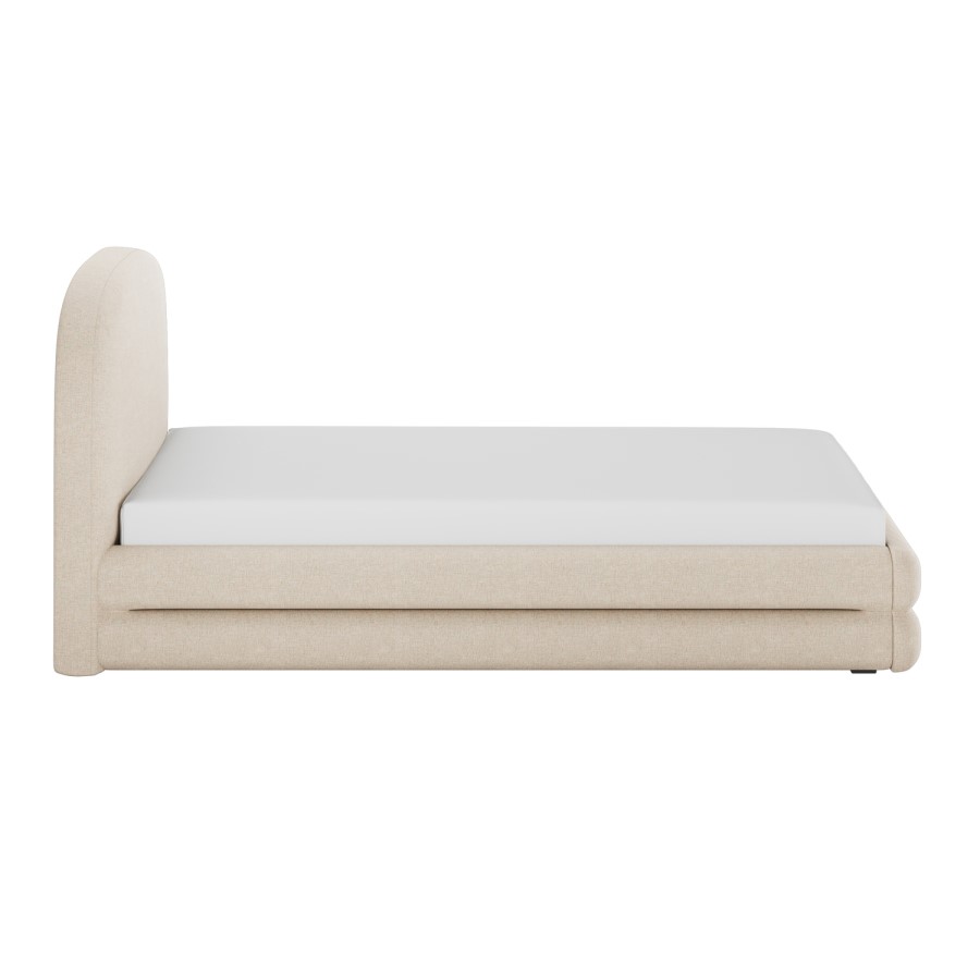 Cream Upholstered Single Bed Frame with Storage Drawer – Connie