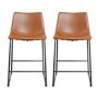 Set of 2 Storey Tan Faux Leather Bar Stools