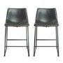 Set of 2 Storey Grey Faux Leather Bar Stools