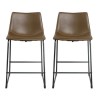 Set of 2 Storey Chesnut Brown Faux Leather Bar Stools