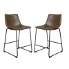Set of 2 Storey Chesnut Brown Faux Leather Bar Stools