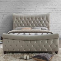 Birlea Copenhagen Super Kingsize Bed Upholstered in Stone