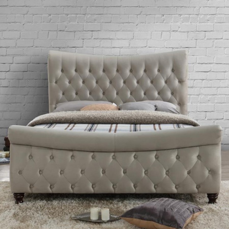 Birlea Copenhagen Super Kingsize Bed Upholstered in Stone