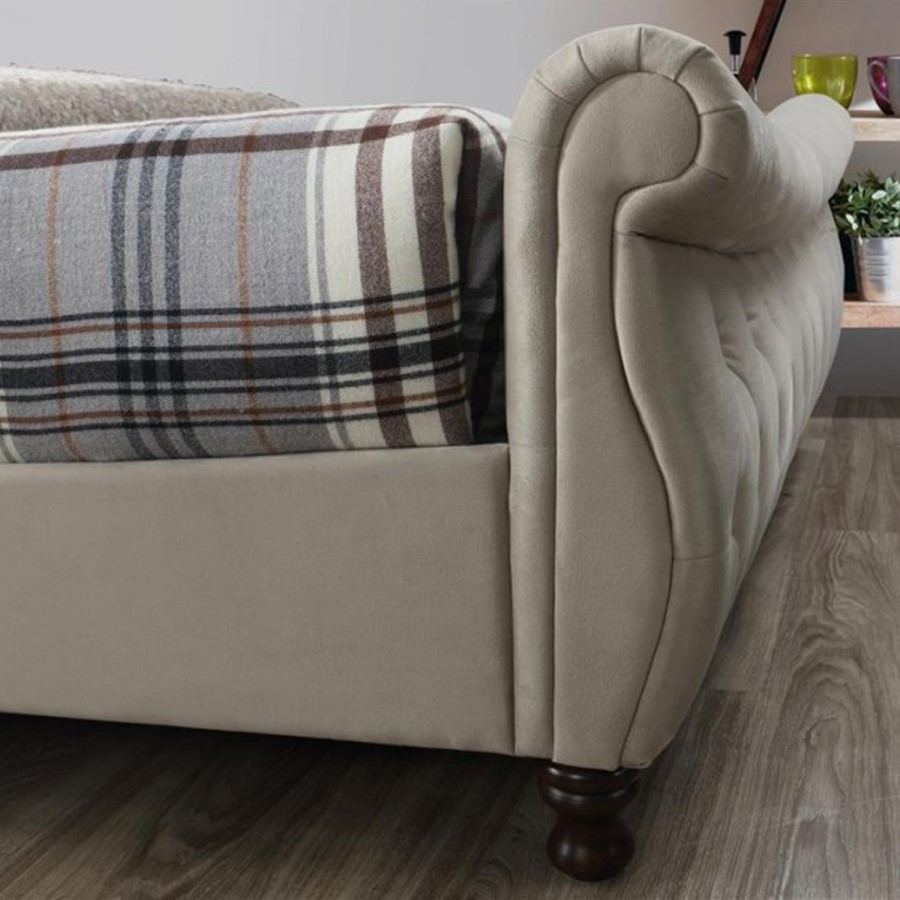 Birlea Copenhagen Super Kingsize Bed Upholstered in Stone