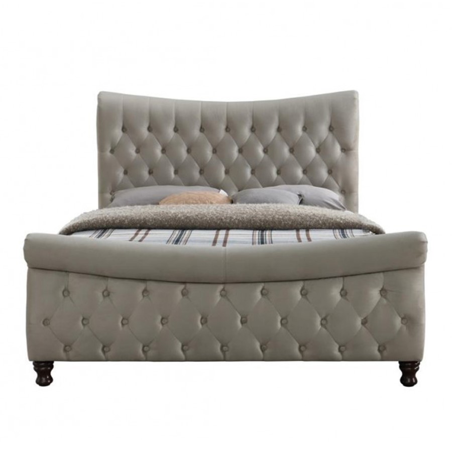 Birlea Copenhagen Super Kingsize Bed Upholstered in Stone