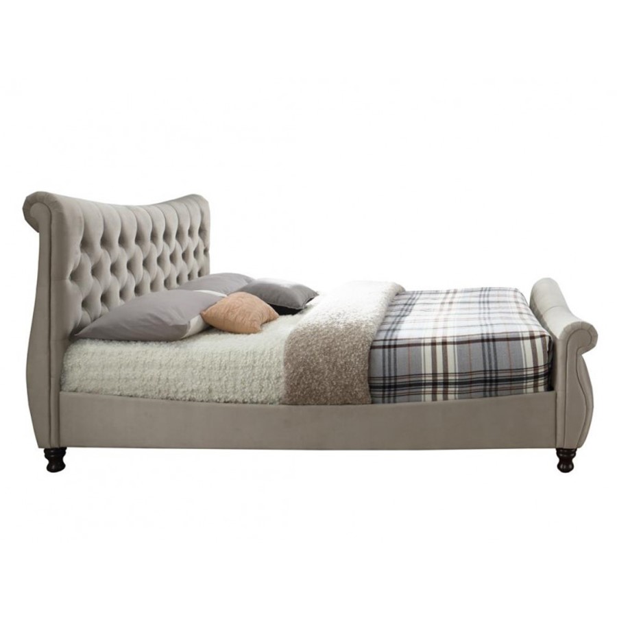 Birlea Copenhagen Super Kingsize Bed Upholstered in Stone