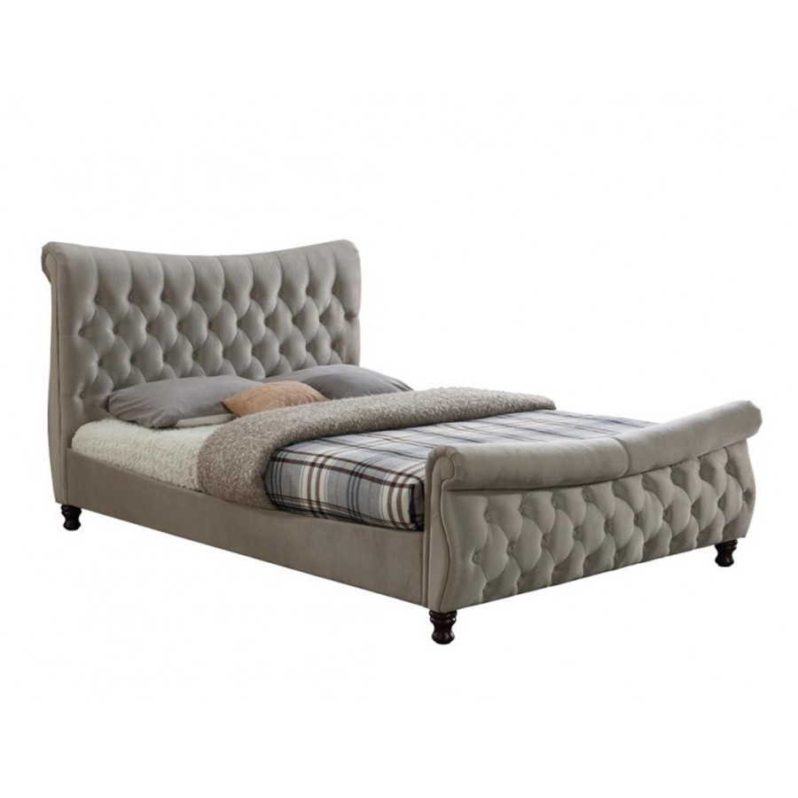 Birlea Copenhagen Super Kingsize Bed Upholstered in Stone