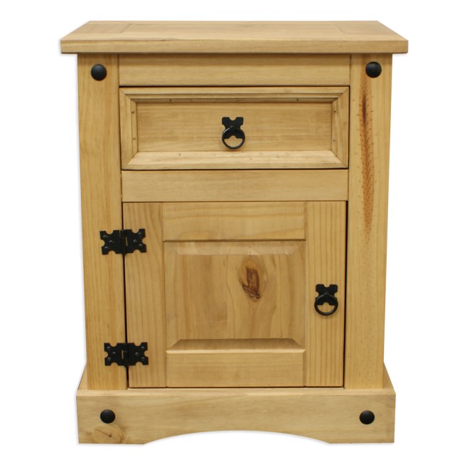 Corona Mexican Wooden  Bedside Table with Draws in Solid Pine 