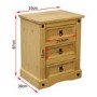 Corona Mexican 3 Drawer Bedside Table in Solid Pine 