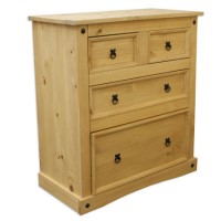 GRADE A2 - Corona Mexican 2+2 Chest of Drawers In Solid Pine 