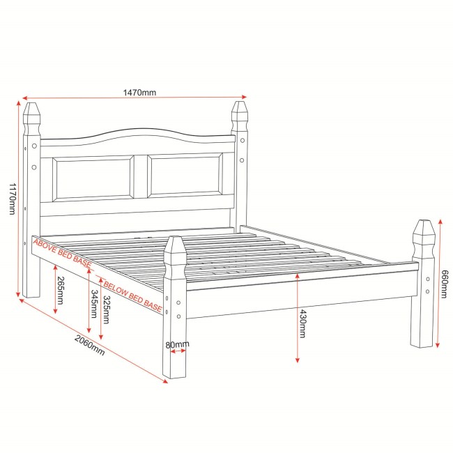 Corona Mexican 4ft6in Double Bed in Solid Pine